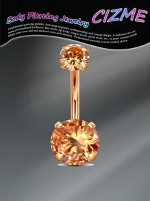 CIZME 1 件 14G 肚脐环不锈钢圆形方晶锆石肚脐杠铃耳钉身体穿孔，14G 肚脐环不锈钢圆形方晶锆石肚脐杠铃肚脐环女士 6/8/10/12 毫米 - Cubic Zirconia - 查看 25