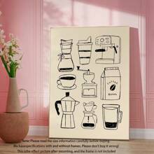 1 件，帆布挂画，带框装饰画，海报，墙壁艺术，咖啡，别致简约咖啡吧帆布艺术 - 厨房、客厅等墙壁装饰 - 美食家礼物生日毕业厨房装饰的完美礼物
