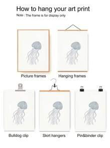 4pcs/Set Ocean Wonders Wall Art Set - Watercolor Canvas Prints Of Whale, Shark, Jellyfish & Stingray For Nautical Themed Room Decor, Unframed - Multicolor - View 4