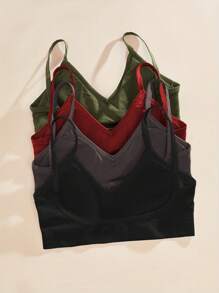 4pcs Women Seamless Striped Camisole Push Up Bra, Sexy & Comfortable Underwear