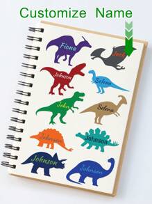 自定义名称恐龙贴纸、恐龙贴纸、恐龙标签、姓名贴纸、水瓶、男孩、姓名贴纸、恐龙乙烯基贴花、恐龙、霸王龙、返校季、男孩礼物 - 彩色 - 查看 1