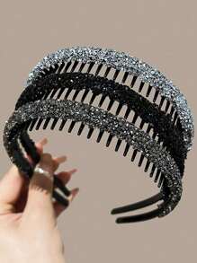 3 chiếc Băng đô rửa mặt nhiều màu kiểu mới cho nữ, kẹp tóc kẹp tóc đa năng có răng chống trượt đính đá, thích hợp sử dụng hàng ngày, Băng đô, Vòng tóc, Băng đô hình zíc zắc - Nhiều màu - Xem 6