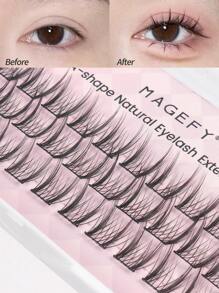 36 Cluster Manga Cartoon False Eyelashes Cat Ear Design Natural Look Slouchy People, Wild Cat Eye Lashes ﻿Tower Pointed Wheat Ear False Eyelashes,Slim Black Stem Thick Doll Style Sandwich Devil Style Natural Simulated Eyelashes, For Daily Commute Makeup,Fluffy Slim For Everyday Use Manga Eyelashes, Travel Essentials - C - 查看 1