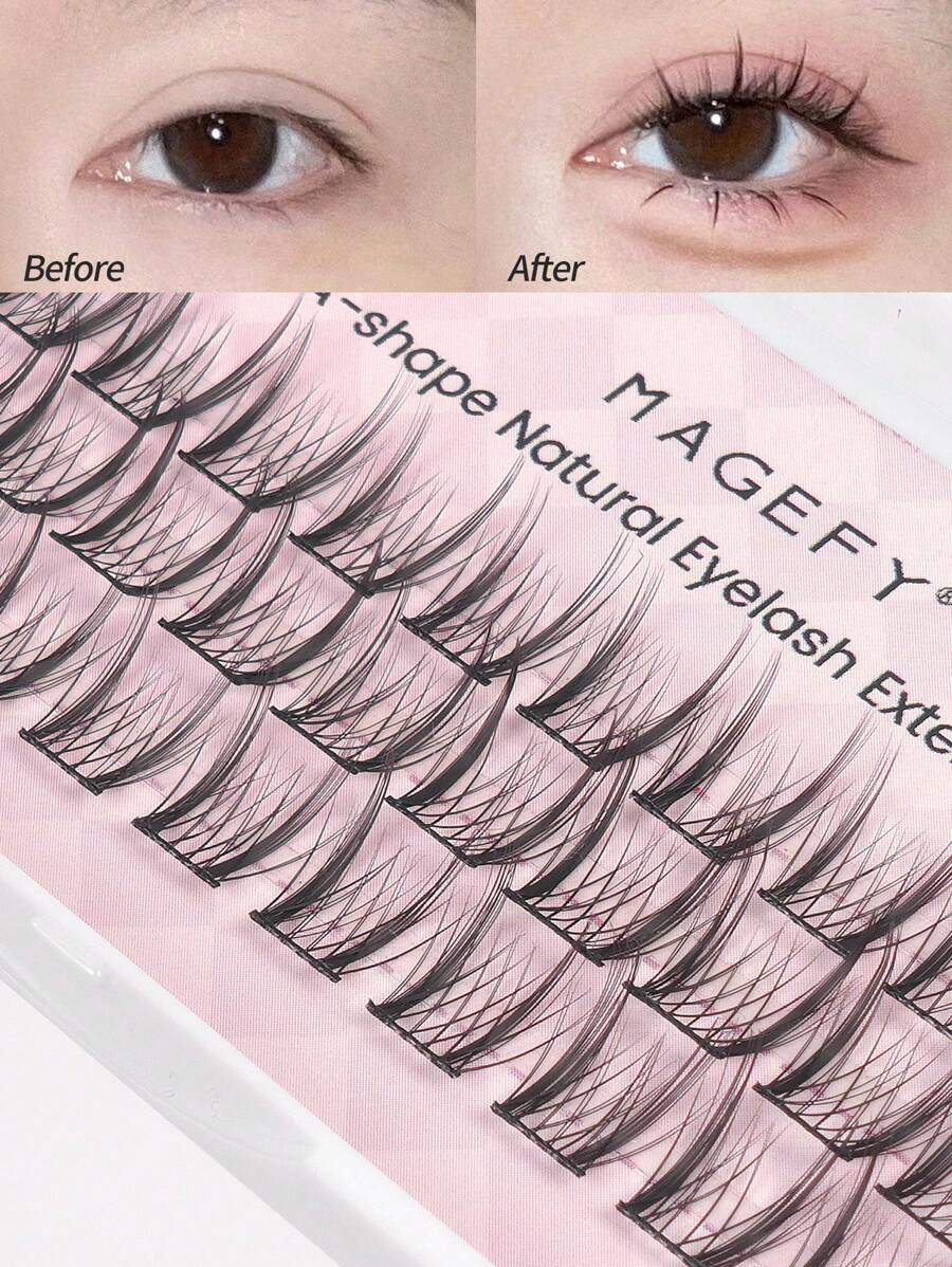 36 Cluster Manga Cartoon False Eyelashes Cat Ear Design Natural Look Slouchy People, Wild Cat Eye Lashes Tower Pointed Wheat Ear False Eyelashes,Slim Black Stem Thick Doll Style Sandwich Devil Style Natural Simulated Eyelashes, For Daily Commute Makeup,Fluffy Slim For Everyday Use Manga Eyelashes, Travel Essentials - C - 查看 1