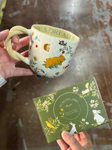 Cốc gốm họa tiết hoa nhỏ lấy cảm hứng từ thiên nhiên, cốc Friends, cốc đựng bữa sáng/cà phê theo chủ đề động vật, cốc Latte Art Cappuccino, bộ quà tặng cho các cặp đôi khi trở lại trường khi trở lại trường - Nhiều màu - Xem 12