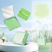 100pcs Oil-Absorbing Paper Face Oil-Absorbing Non-Absorbing Makeup Face Makeup With Loose Powder Bamboo Charcoal With Mirror Puff Storage