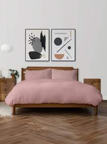 "3pcs Bedding Set, Cozy Modern Graphics, Perfect For Students And Holidays" - Dusty Pink - View 1