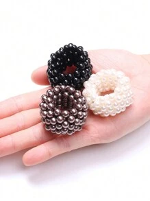 Elegant And Simple Full Faux Pearl High Elastic Mini Hair Tie, Pearl Hair Tie, Ponytail Bun Hair Tie For Women And Women, Suitable For All Seasons And Hair Types