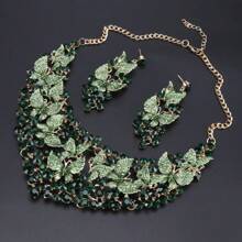 1 Set Luxus Kristall Schmetterling Halskette & Ohrringe Schmuckset, geeignet für Frauen Hochzeiten, Galas, Partys, Jahrestage, Valentinstag, Geburtstags Geschenke
