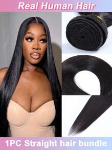 32 Inch Brazilian Straight Hair Bundles Real Human Hair Unprocessed Brazilian Virgin Straight Human Hair Bundles Extensions Weave Human Hair Natural Black Color For Woman - Black - View 2