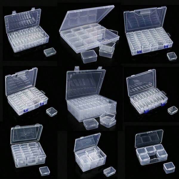 QIAO One Piece Plastic Organizer Box Small Bead Organizer Cases Mini Clear Bead Storage Container Box With Hinged Lid For DIY Jewelry Supply Display