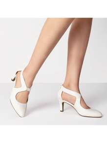 Women's Kitten Heels Solid  Color Pumps Closed Pointed ToeComfortable Elegant Party Wedding Dress Shoes - 白色 - 查看 9