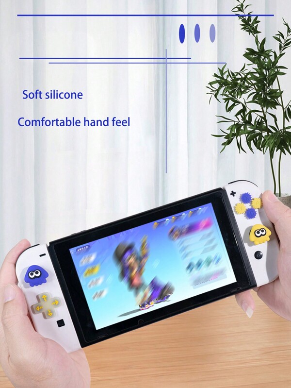 AKSW-308 1 Set Of Button Stickers + Joystick Caps In Various Colors, Soft And Not Easy To Fall Off, Material, Compatible With Switch/Switch OLED Game Controller