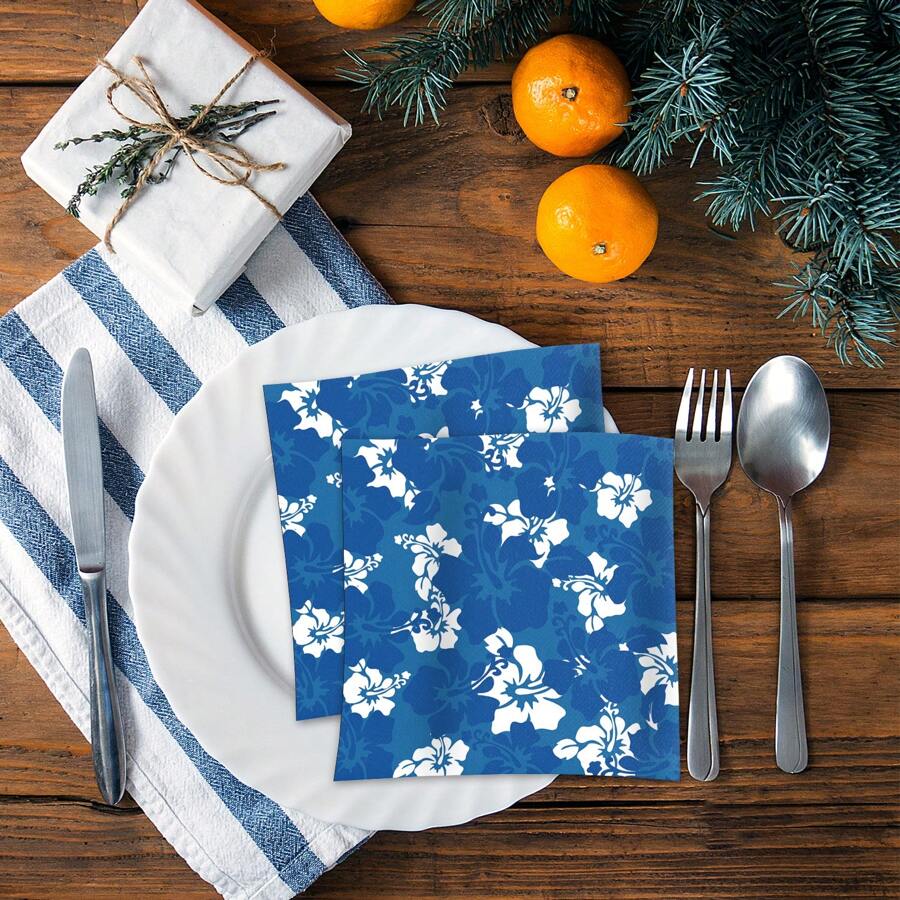 Servilletas de decoración para fiesta de cócteles con flores, decoración de mesa de comedor para fiestas con flores de colores surtidos, adecuado para fiestas festivas, bodas, meriendas, suministros de decoración para fiestas de cumpleaños - Multicolor - Ver 1