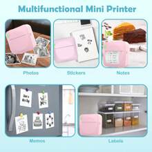 Inkless Thermal Printer, Portable Mini Wireless Label Printer With 3 Paper Rolls, Portable Mini Inkless Sticker Printer, Sticker Maker Receipt Printer For Labels, Receipts, Photos, Notes, Compatible With IOS And Android