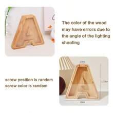 1pc A-Z Letters Coin Bank, Wooden Piggy Bank With Clear Window, Acrylic Decorative Creative Coin Jar, Exercise Children Saving Ability, Birthday/Valentine"S Day Gift For Boys - Multicolor - View 25