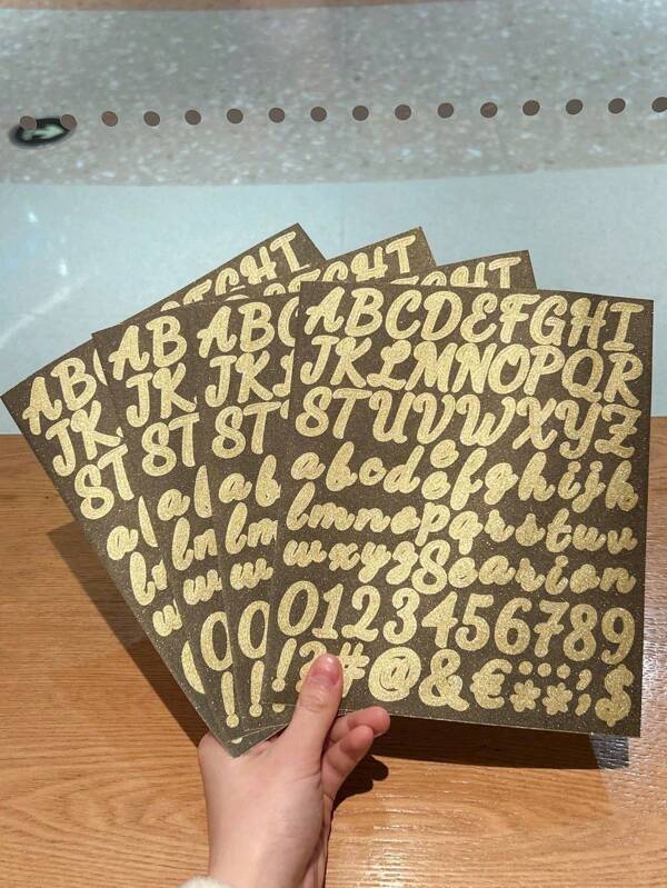 4 Stücke Buchstaben- und Zahlen-Aufkleber in Gold, kreative wasserfeste DIY-Dekorations-Tags, Schulmaterial, Rückkehr zur Schule
