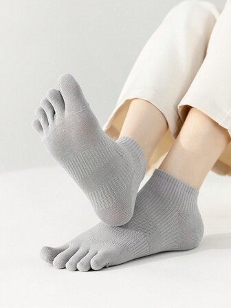 3 Paar Damen einfarbige, atmungsaktive Socken, feuchtigkeitsableitend, geruchshemmend, athletische Zehensocken mit Trennung, geeignet für Frühling, Sommer, ganzjährig