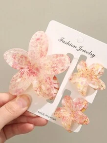 3pcs Elegant Plastic Flower Hair Clips, Spring/Summer Hair Accessories For Women,Hair Claw,Claw Clips,Hair Jaw Clip,Hair Clutch - Multicolor - View 10