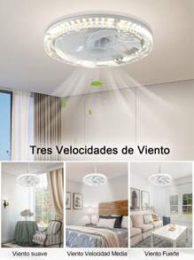 1pieza Lampara Ventilador,Ventilador de Techo con Control Remoto de Luces 3 Colores,3 Velocidades,Con Función de Temporizador,Techo Cerrado,Sala de Estar/Dormitorio/Cocina - Multicolor - Ver 5