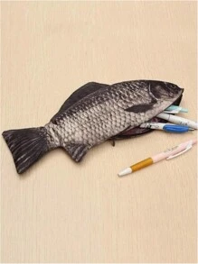 1 Stück Karpfen-ähnliche Reißverschlusstasche Stift Bleistift Etui Make-up Tasche, simulierter gesalzener Fisch Stifteetui Tasche, lustiger Schul-Federmäppchen, Schreibwarenzubehör Schulanfang, zufällige Farbe und Stil