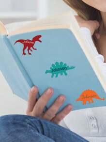 自定义名称恐龙贴纸、恐龙贴纸、恐龙标签、姓名贴纸、水瓶、男孩、姓名贴纸、恐龙乙烯基贴花、恐龙、霸王龙、返校季、男孩礼物 - 彩色 - 查看 3