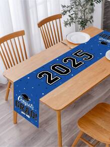 1pc Graduation Theme Table Runner, Black And Gold Color, Graduation Decor, Graduation Party Table Decoration, Graduation Ceremony Tablecloth, Graduation Gift, Graduation Photo - Multicolor - View 4
