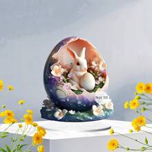 1 PC Easter Valentine's Day 2D Rabbit And Eggs Acrylic Desktop Ornament, Suitable For Home Decoration, Room Decoration, Office, Restaurant, Cafe And Other Scenes As Desktop Art Decoration, Suitable For Holiday Gifts For Family And Friends