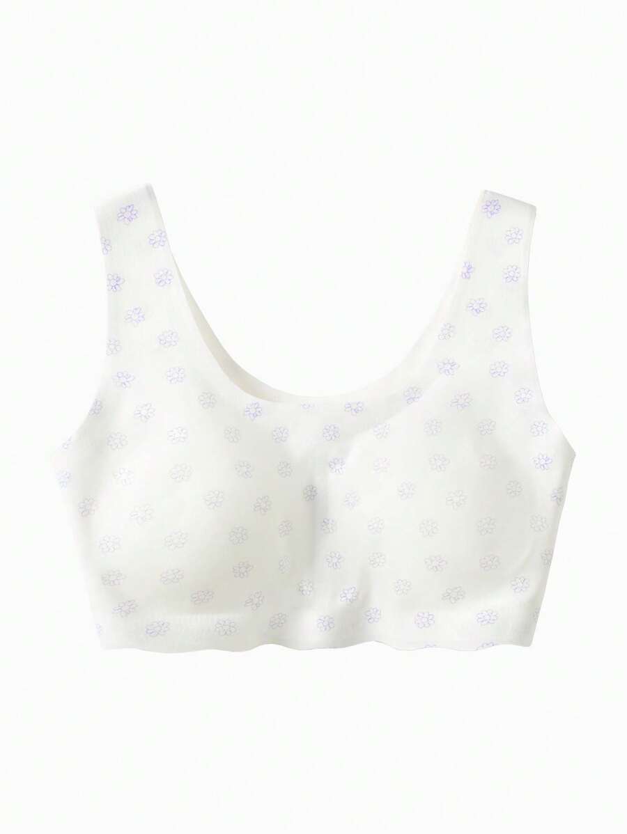 Balabala Girls' Training Bra, Seamless And Comfortable Design For Growth - White Purple - View 1