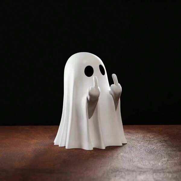 1pc Halloween Ghost Statue - Scary Resin Middle Finger Ghost Statue, Cute Ghost Decor For Halloween Decoration, Porch And Indoor Spooky Home Decor Home Bathroom Decor Bathroom Organizer Summer Back To School