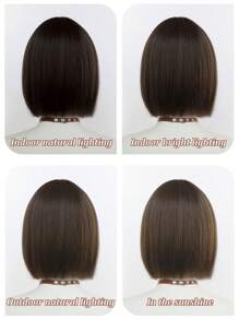 XIXISNOW 12 Inch Clod Brown Short Bobo Woman Wigs With Bangs For Women Synthetic Heat Resistant Wigs - Multicolor - View 9