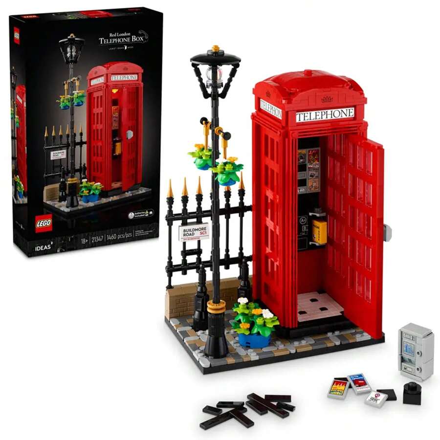 LEGO Modelo de cabina telefónica roja de Londres para adultos, soporte para cabina telefónica y teléfono celular de Londres para construir y exhibir, idea de regalo creativa para viajeros, recuerdo de Londres para la decoración del hogar u oficina, 21347, regalo de Navidad