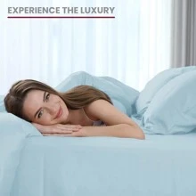 LUX DECOR 6-Piece Embroidered Bed Sheet Set – Brushed Microfiber, Deep Pocket, Lightweight & Breathable – Graduation Gifts, Home Decor, Sleep Protection For Dorms, Student Beds, Back‑To‑School Gift, Soft Bed Linens, Comfortable Sleep, Luxury Bed Set, Valentine's Day Bedroom, Spring Bedding Refresh, Guest Room Essentials, Dorm Room Bedding, Premium Bed Linens, Easy Care Sheets, Hypoallergenic Fabric, Year-Round Comfort, Master Bedroom Update, Matching Bedding Set, Hotel Quality Linens - 藍色 - 查看 5