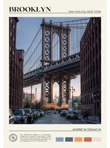 1 pieza Póster de escena de viaje a Nueva York con pintura en lienzo de las Montañas Catskill, Central Park y el Valle del Río Hudson para decoración de oficina y hogar sin marco