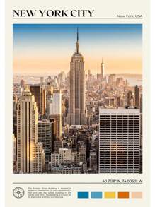 1 pieza Póster de escena de viaje a Nueva York con pintura en lienzo de las Montañas Catskill, Central Park y el Valle del Río Hudson para decoración de oficina y hogar sin marco