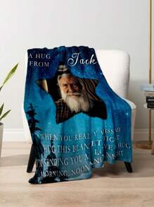1 pieza Manta de franela personalizada con fotografía para cama, manta memorial personalizada - Regalo personalizado de luto por la pérdida de un ser querido, regalo de condolencias por la pérdida de papá, mamá, abuela, abuelo, esposo - Regalo de duelo, manta memorial personalizada, múltiples usos para sala de estar, sofá, exterior, playa, campamento