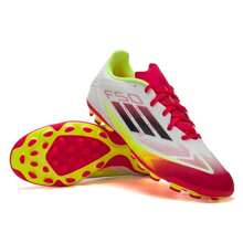 Adidas 男式和女式足球鞋 AG 鞋 F50 LEAGUE 2G/3G AG IE1262 - 白/黑色/亮黃螢光 - 查看 2
