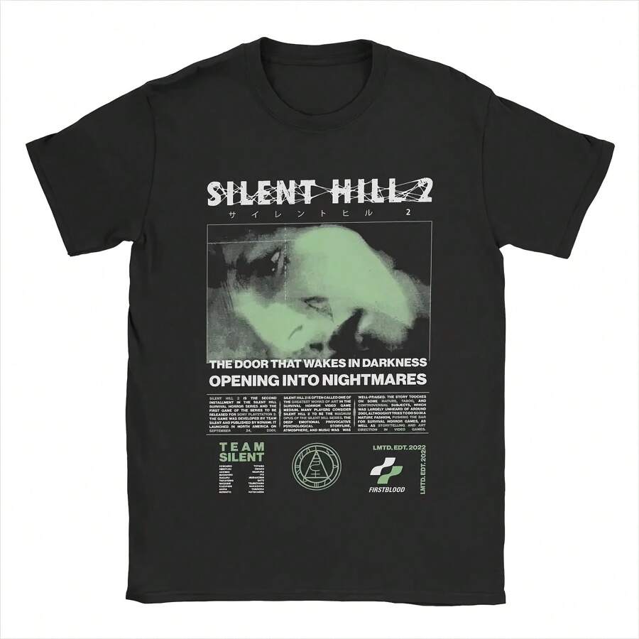 Camisetas de Silent Hill 2 para hombre, ropa de algodón, ropa informal, ropa de calle, camiseta de manga corta con cuello redondo, camisetas para adultos - Negro - Ver 1