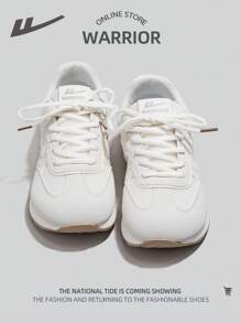 1 pereche de pantofi de alergare pentru femei, stil sport, cu plasă respirabilă, pantofi albi, cu șireturi, fund moale