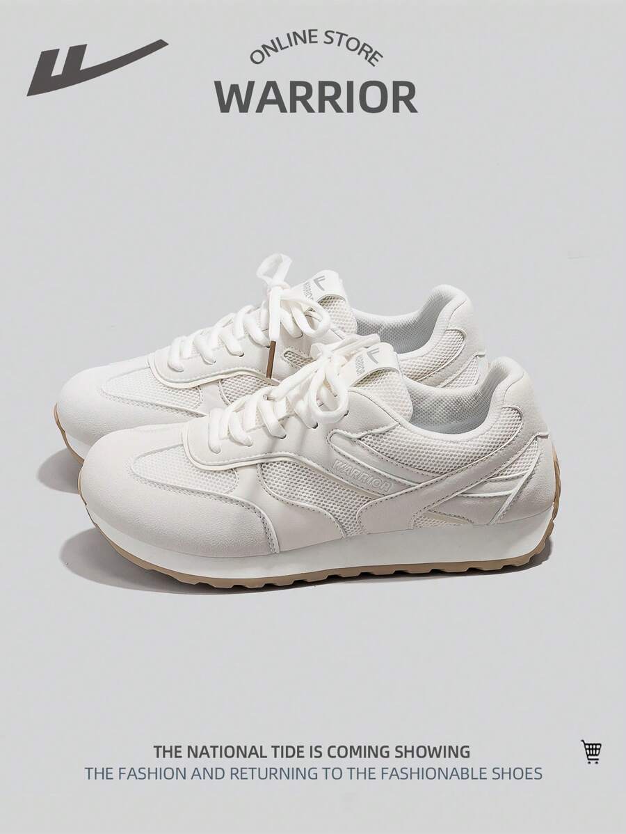 1 pereche de pantofi de alergare pentru femei, stil sport, cu plasă respirabilă, pantofi albi, cu șireturi, fund moale