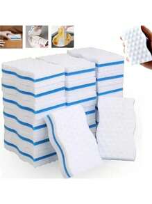 10pcs 1.5 Times Compressed Nano Sponge, Magic Wiping, Not Easy To Break, Multi Functional Household Cleaning Sponge Foam, Kitchen Dishwashing Sponge, Can Be Cut Into Any Size For Use - Suitable For Cleaning Cups, Bowls, Plates, Pans And Other Equipment To Be Cleaned - White - View 2