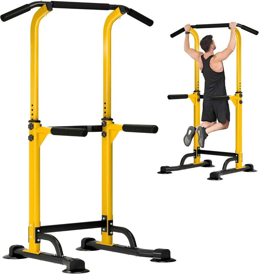 DlandHome Sport Power Tower, Pull-Up Bar Dip Station For Strength Training, Power Tower For Home Gym Fitness, Yellow - 黃色 - 查看 1