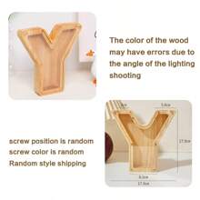 1pc A-Z Coin Piggy Bank, Wooden Transparent Coin Storage Box, Acrylic Decorative Creative Coin Bank To Improve Children's Saving Ability, Birthday Gift For Boys