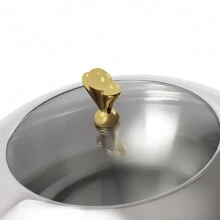 Juego de platos redondos para frotar, 3 l, 28 cm, recipiente calentador, calentador de alimentos, recipiente calentador para buffet, recipiente calentador para catering, buffet y fiesta - Dorado - Ver 7
