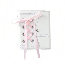 Rosyposy 1 件优雅丝带笔记本 - 女士信封日记本，带展示窗，仿皮封面，系带细节，可爱日记本，学校用品，返校 - 均碼 - 查看 14