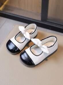 1 Pair Girl's Elegant Minimalist Leather Flat Shoes, Suitable For Summer