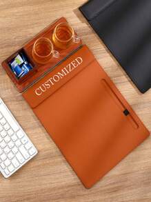 1pc Customized PU Leather Conference Folder, A4 File Folder, Business Writing Clipboard, Leather Writing Board, Magnetic Clipboard, Note And Receipt Holder, Suitable For Business Hotels, Schools, Offices, Companies, Personalized Creative Gift,Back To School,School Supplies - Multicolor - View 8