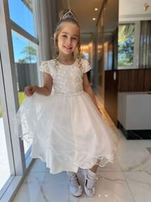 Youth Premium Party Dress Birthday Florist Bridesmaid Luxury Colors Pink Rose Blue Serenity Red - 米色 - 查看 3