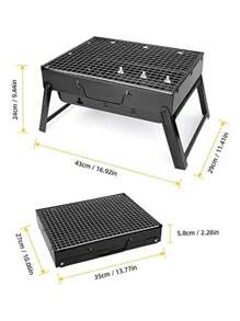 Asador Plegable Chico Parrilla Portatil Asador Para Parrillada Al Carbon Multiuso Facil De Usar - 黑色 - 查看 5