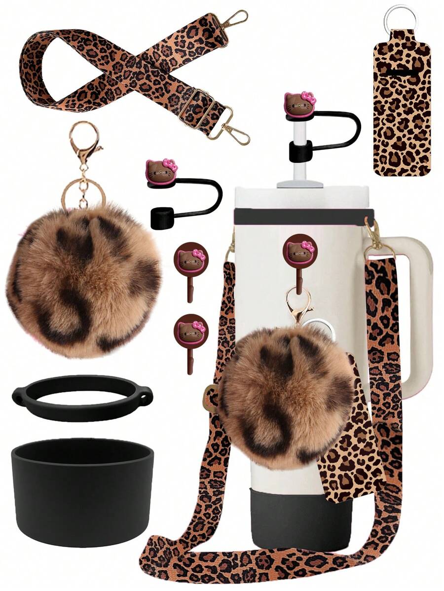 Hello Kitty 8-Piece Mug Accessory Set In Leopard Print Style ...